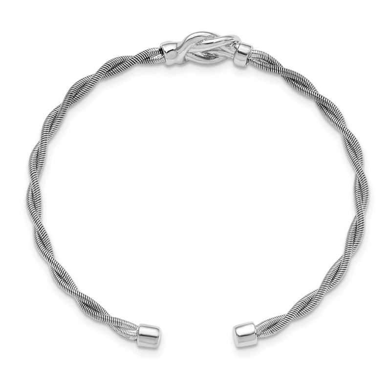 Sterling Silver Rhodium-plated Twisted Cuff Bangle
