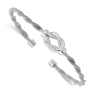 Leslie's Sterling Silver Rhodium-plated Twisted Cuff Bangle