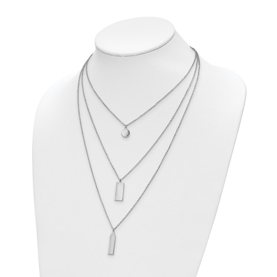 Leslie's Sterling Silver Rhod-Plated Multi-Layer w/ 2in ext. Necklace