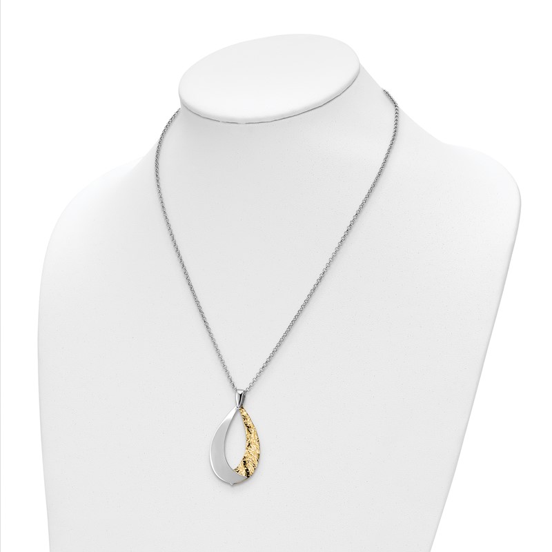 Sterling Silver RH-plate Gold-plate D/C 18in Plus 1in ext Necklace