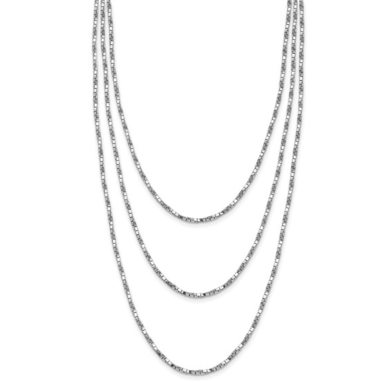 Leslie's Sterling Silver Rh-pl Multi-layer Twisted Box w/2 in ext. Necklace