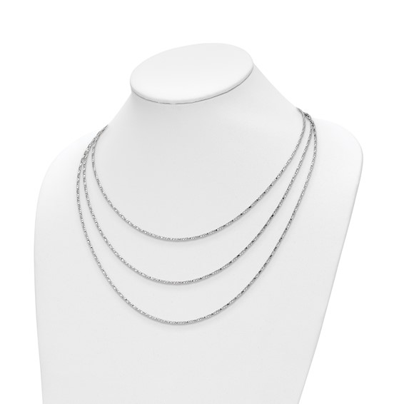 Leslie's Sterling Silver Rh-pl Multi-layer Twisted Box w/2 in ext. Necklace