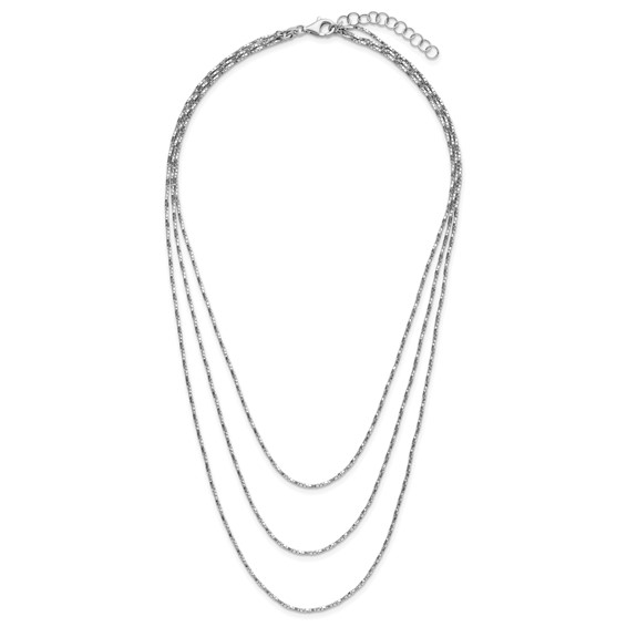 Leslie's Sterling Silver Rh-pl Multi-layer Twisted Box w/2 in ext. Necklace