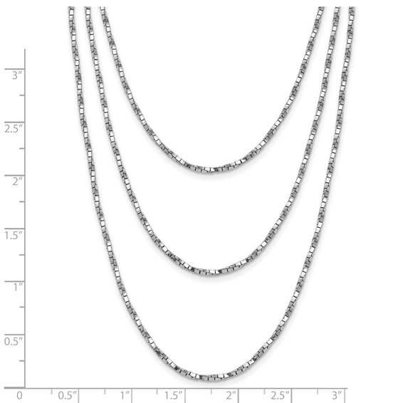 Leslie's Sterling Silver Rh-pl Multi-layer Twisted Box w/2 in ext. Necklace