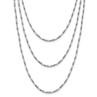 Leslie's Sterling Silver Rh-pl Multi-layer Twisted Box w/2 in ext. Necklace