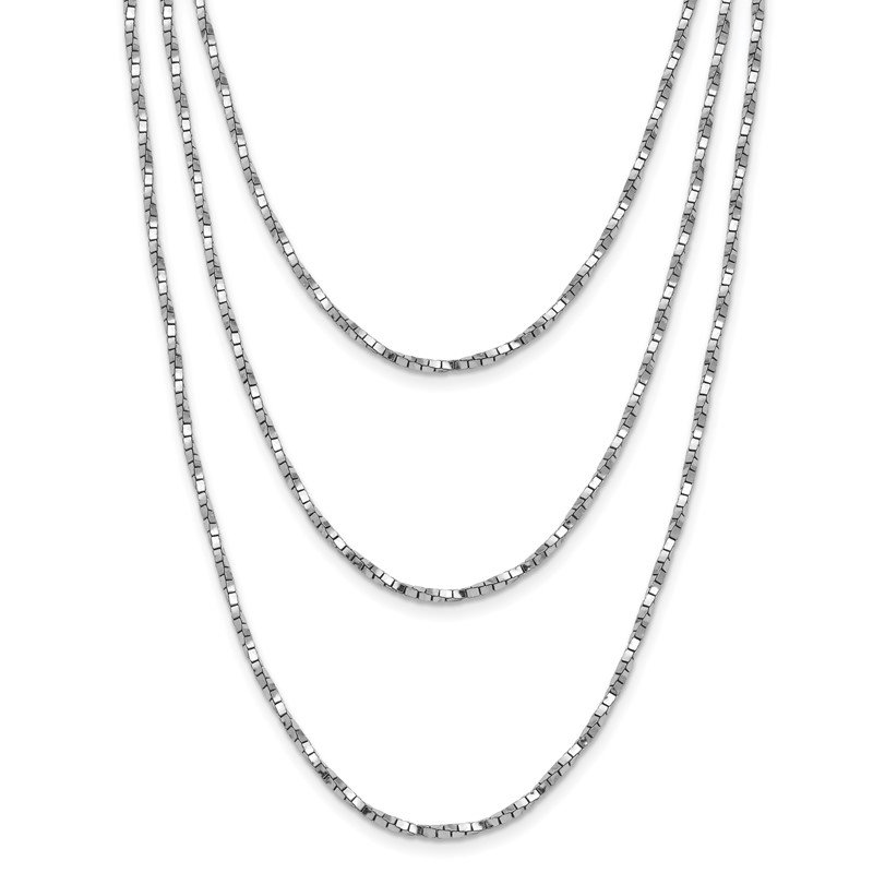 Sterling Silver Rh-pl Multi-layer Twisted Box w/2 in ext. Necklace