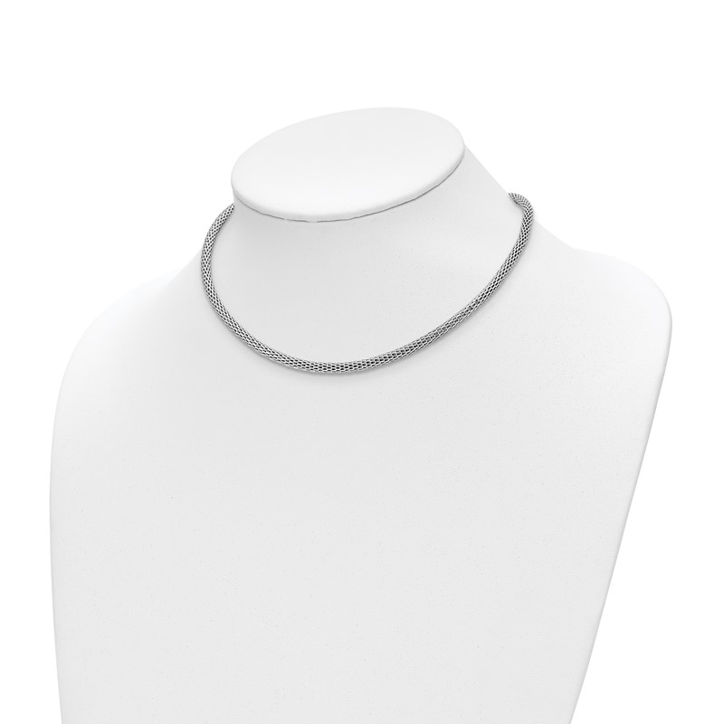 Sterling Silver Rhodium-plated w/ 2in ext Choker Necklace