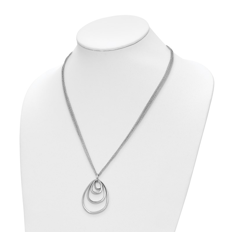 Sterling Silver Rhodium-plated Multi-strand w/ 2in Necklace