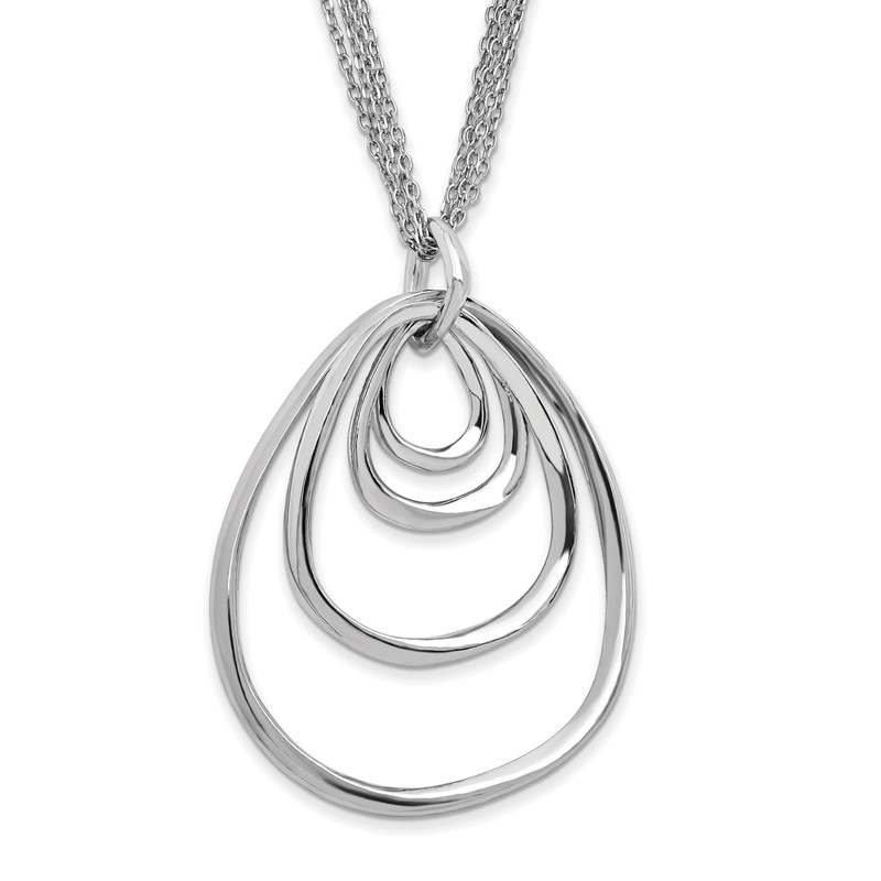 Sterling Silver Rhodium-plated Multi-strand w/ 2in Necklace