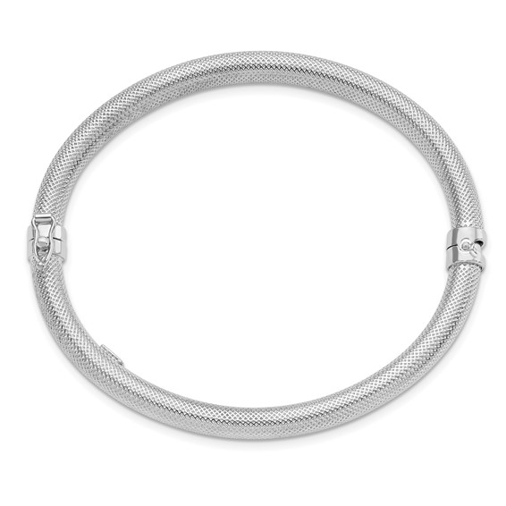 Leslie's Sterling Silver Rhodium-plated Textured Bangle
