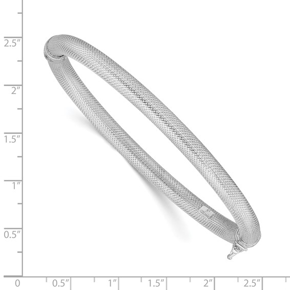 Leslie's Sterling Silver Rhodium-plated Textured Bangle