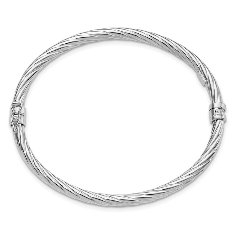 Sterling Silver Rhodium-plated Twisted Bangle