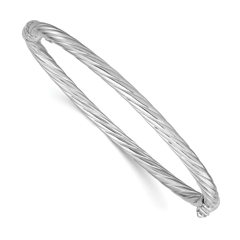 Sterling Silver Rhodium-plated Twisted Bangle