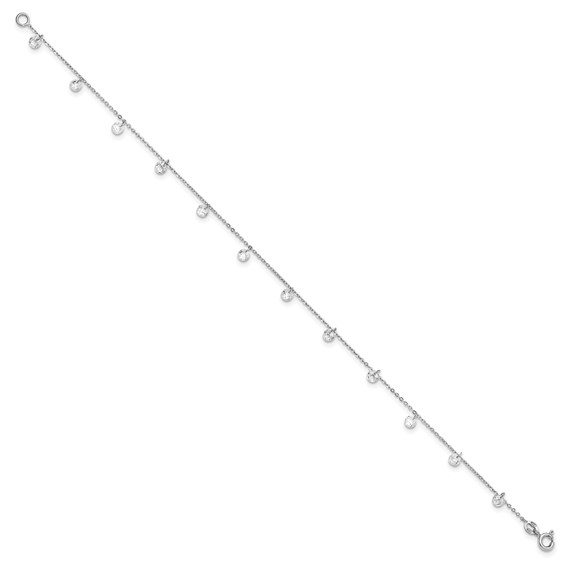 Leslie's Sterling Silver Rhodium-plated CZ Anklet