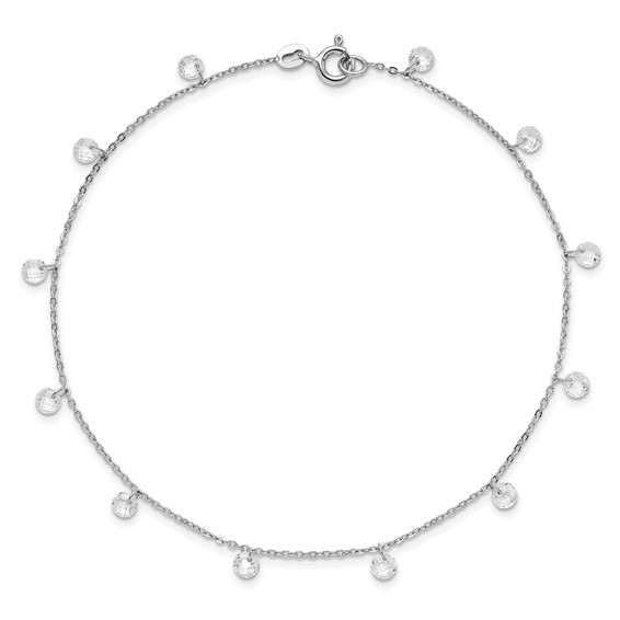 Leslie's Sterling Silver Rhodium-plated CZ Anklet