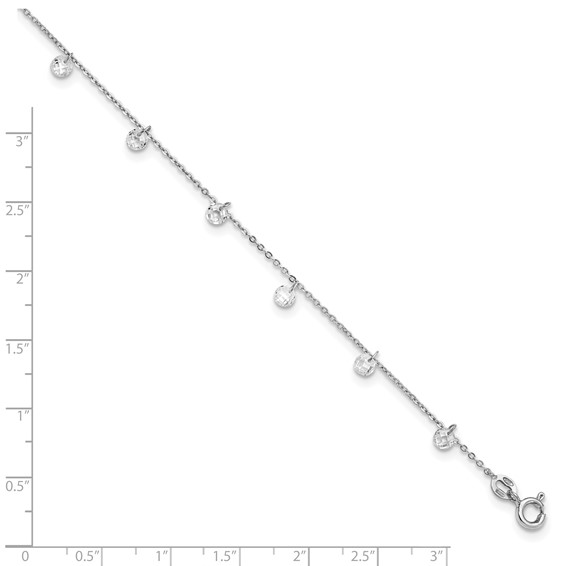 Leslie's Sterling Silver Rhodium-plated CZ Anklet