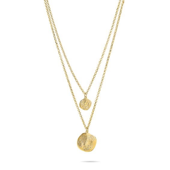 Leslie's Radiant Essence SS Gold-pl CZ Brushed 2-strand w/ 1.75 ext. Necklace