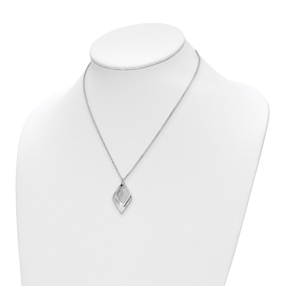 Leslie's Radiant Essence SS  Rhodium-plated Brushed w/ 1.5in ext. Necklace