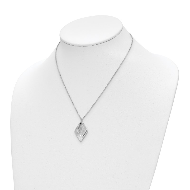 Radiant Essence SS  Rhodium-plated Brushed w/ 1.5in ext. Necklace