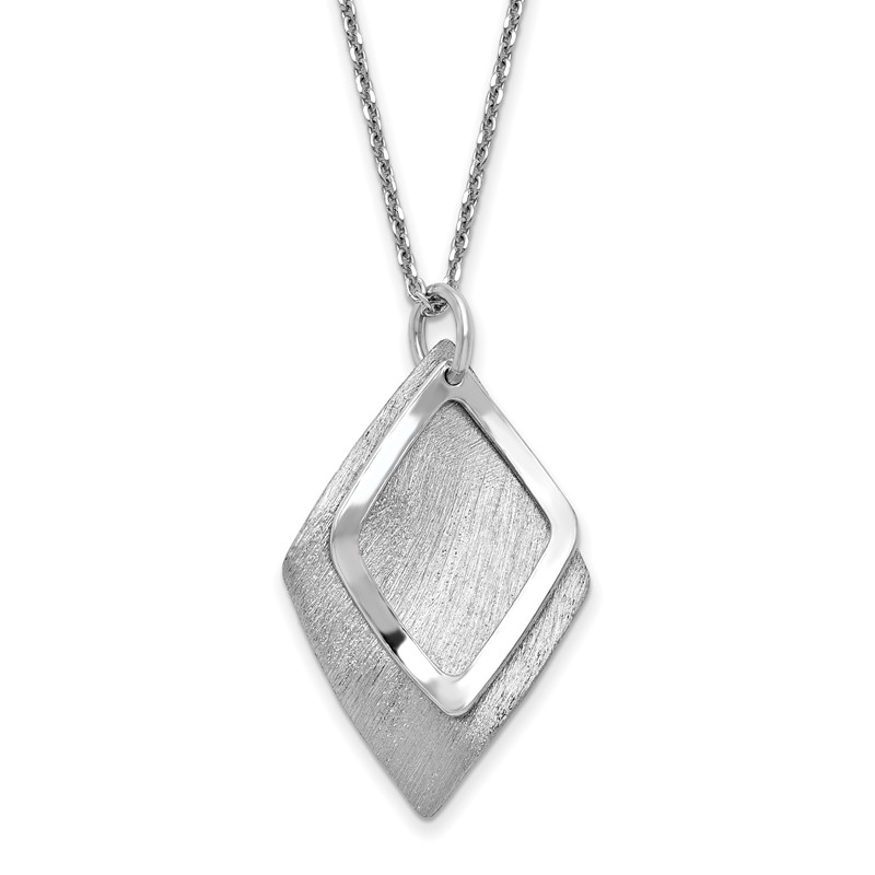 Radiant Essence SS  Rhodium-plated Brushed w/ 1.5in ext. Necklace