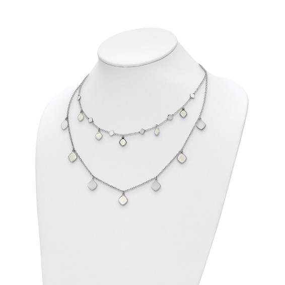 Leslie's Sterling Silver Rh-plated MOP 2-strand w/ 1.5in ext. Choker