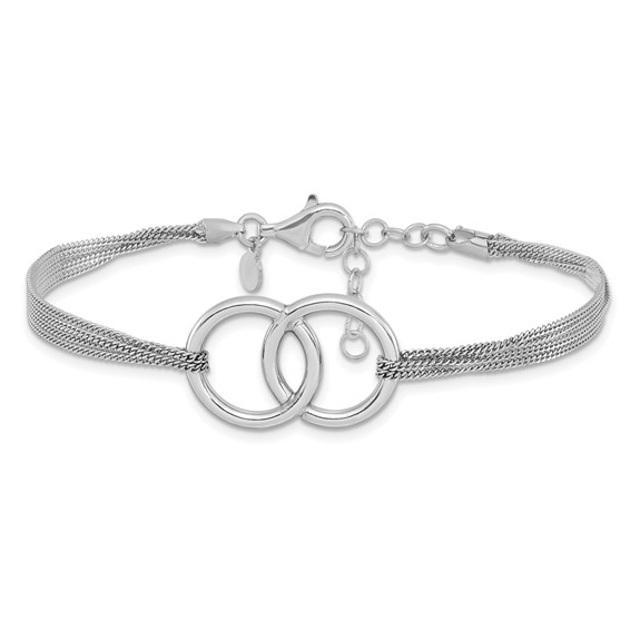 Leslie's Sterling Silver Rh-plated Polished Multi-strand w/1in ext Bracelet