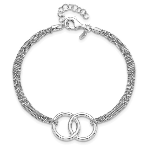 Leslie's Sterling Silver Rh-plated Polished Multi-strand w/1in ext Bracelet