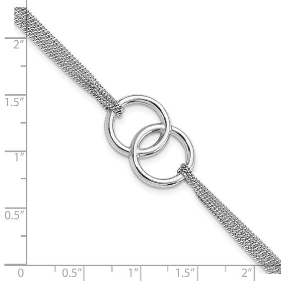 Leslie's Sterling Silver Rh-plated Polished Multi-strand w/1in ext Bracelet