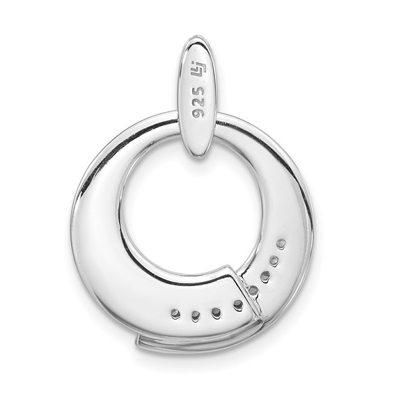 Leslie's Sterling Silver Rh-p and Gold-plated CZ Brushed Pendant