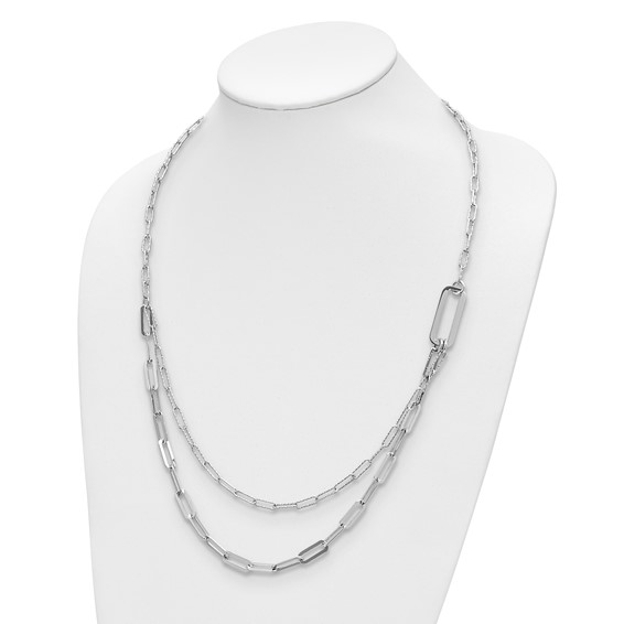 Leslie's Sterling Silver Rhodium-plated Multi-layer w/ 2in ext  Necklace