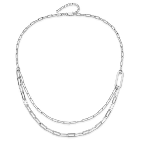 Leslie's Sterling Silver Rhodium-plated Multi-layer w/ 2in ext  Necklace