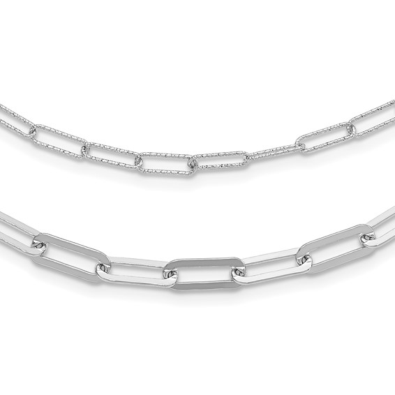 Leslie's Sterling Silver Rhodium-plated Multi-layer w/ 2in ext  Necklace