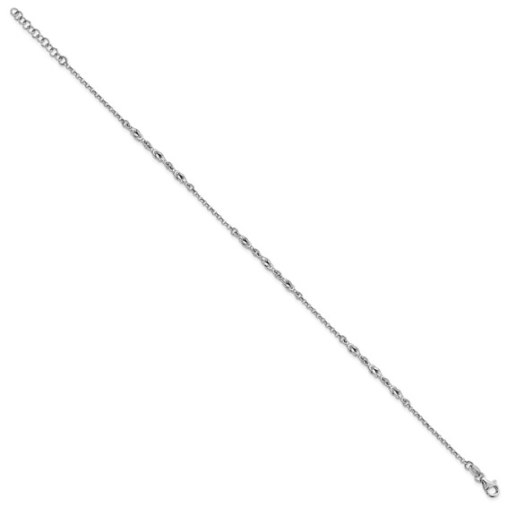 Leslie's Sterling Silver Rhodium-plated Link 9 inch Plus 1 inch Extender - Total 10 inch Anklet