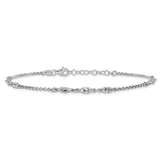 Leslie's Sterling Silver Rhodium-plated Link 9 inch Plus 1 inch Extender - Total 10 inch Anklet