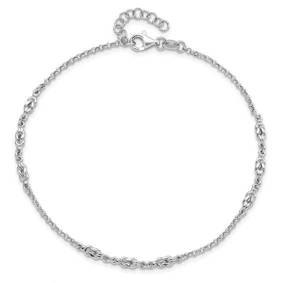 Leslie's Sterling Silver Rhodium-plated Link 9 inch Plus 1 inch Extender - Total 10 inch Anklet