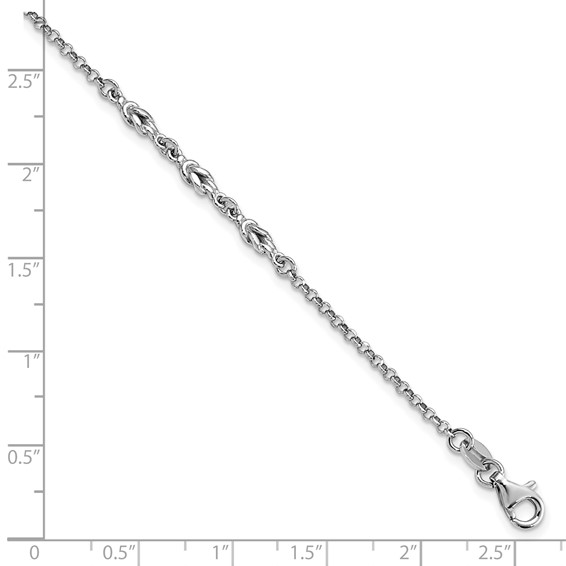 Leslie's Sterling Silver Rhodium-plated Link 9 inch Plus 1 inch Extender - Total 10 inch Anklet