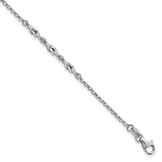 Leslie's Sterling Silver Rhodium-plated Link 9 inch Plus 1 inch Extender - Total 10 inch Anklet