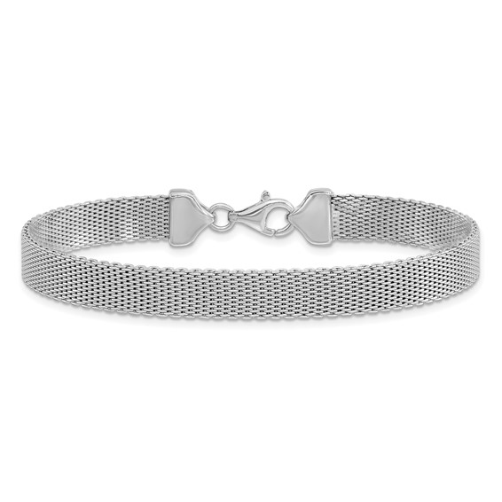 Leslie's Sterling Silver Rhodium-plated Polished Flat Bracelet