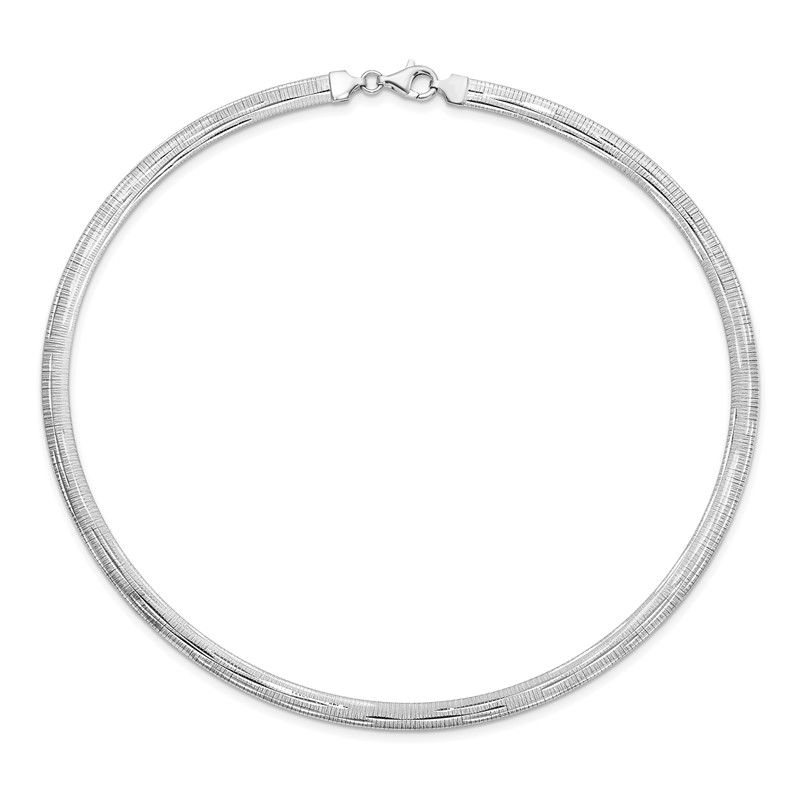 Sterling Silver Rhod-plated Polished Textured Reversible Necklace
