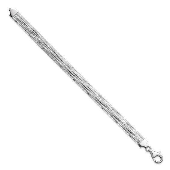 Leslie's Sterling Silver Rhod-plated Polished Textured Reversible Bracelet