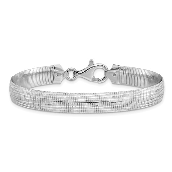 Leslie's Sterling Silver Rhod-plated Polished Textured Reversible Bracelet