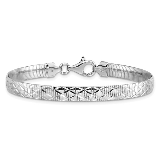 Leslie's Sterling Silver Rhod-plated Polished Textured Reversible Bracelet