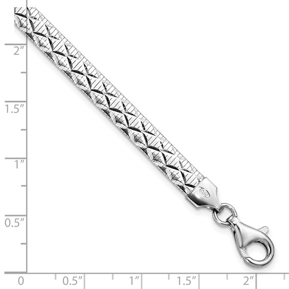 Leslie's Sterling Silver Rhod-plated Polished Textured Reversible Bracelet