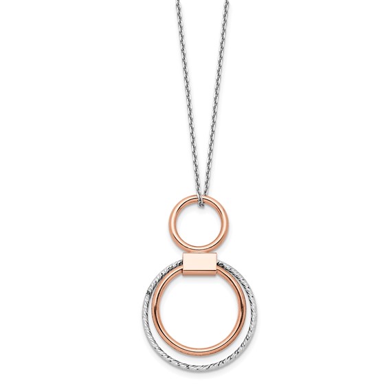 Leslie's Sterling Silver Rh-p Rose-tone Polished with 2in ext. Necklace
