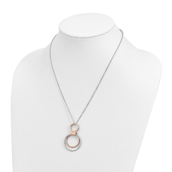 Leslie's Sterling Silver Rh-p Rose-tone Polished with 2in ext. Necklace