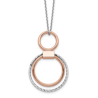 Leslie's Sterling Silver Rh-p Rose-tone Polished with 2in ext. Necklace