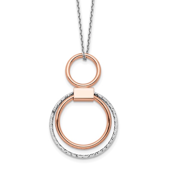 Leslie's Sterling Silver Rh-p Rose-tone Polished with 2in ext. Necklace