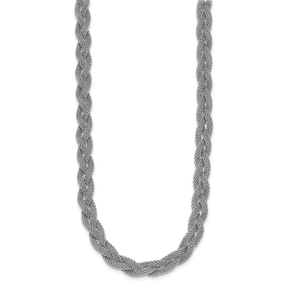 Leslie's Sterling Silver Rhodium-plated Braided Polished Necklace