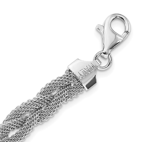 Leslie's Sterling Silver Rhodium-plated Braided Polished Necklace