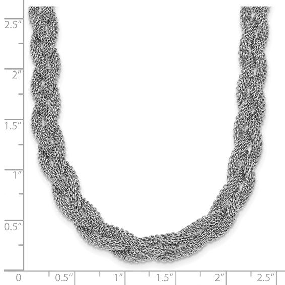 Leslie's Sterling Silver Rhodium-plated Braided Polished Necklace